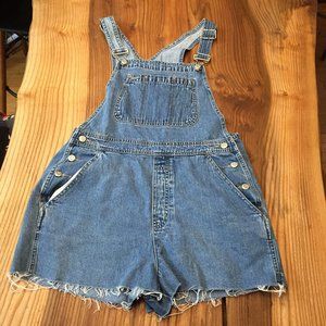 Vintage cutoff denim overalls